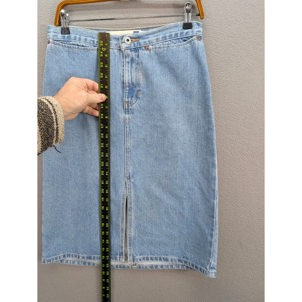 Vintage GAP Denim Midi‎ Skirt Size 6 Short Rivet Cotton 90s Classic Retro Slit
